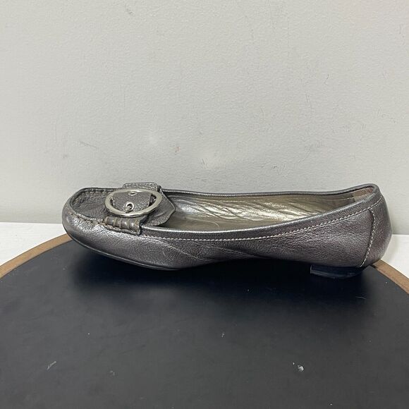 Coach Shoes Loafer Woman’s size 9.5 M Karly Leather Gold Buckle Heel Flats‎ - Picture 7 of 14